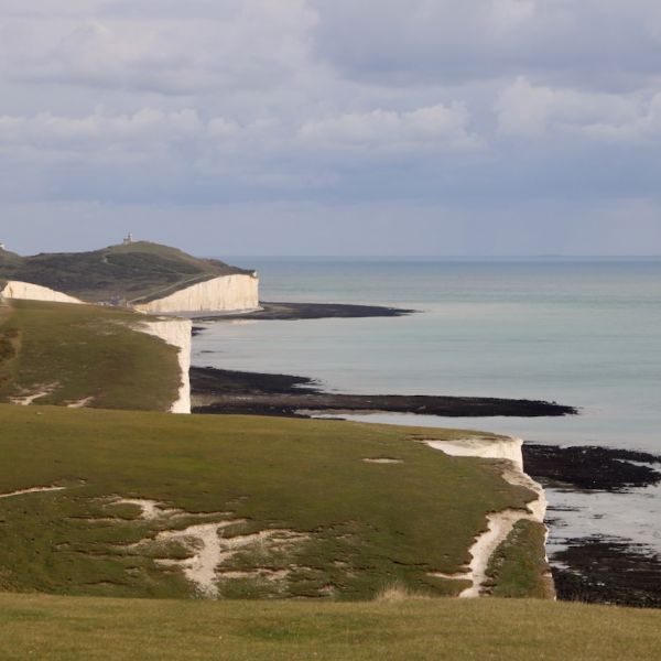 A cliffside beach